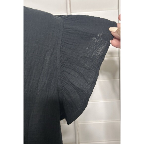 NWT Rails Size L Miley Black Ruffle Sleeve Gauze Blouse Top $158 - Picture 3 of 10